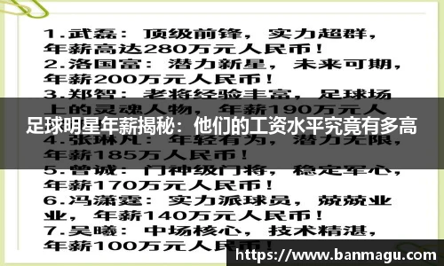 足球明星年薪揭秘：他们的工资水平究竟有多高